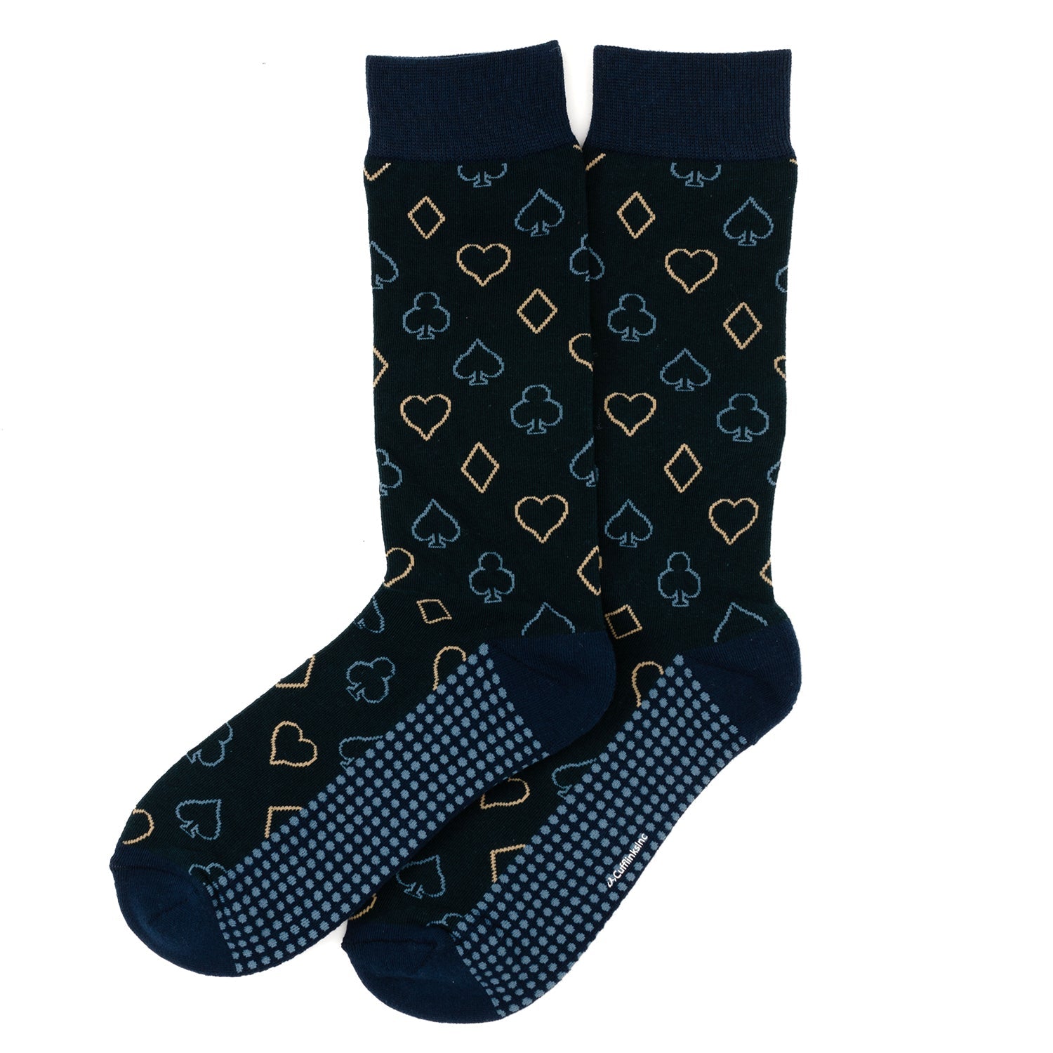  Cufflinks Card Suits Casino Blue Men's Socks - Default Title - Bonton