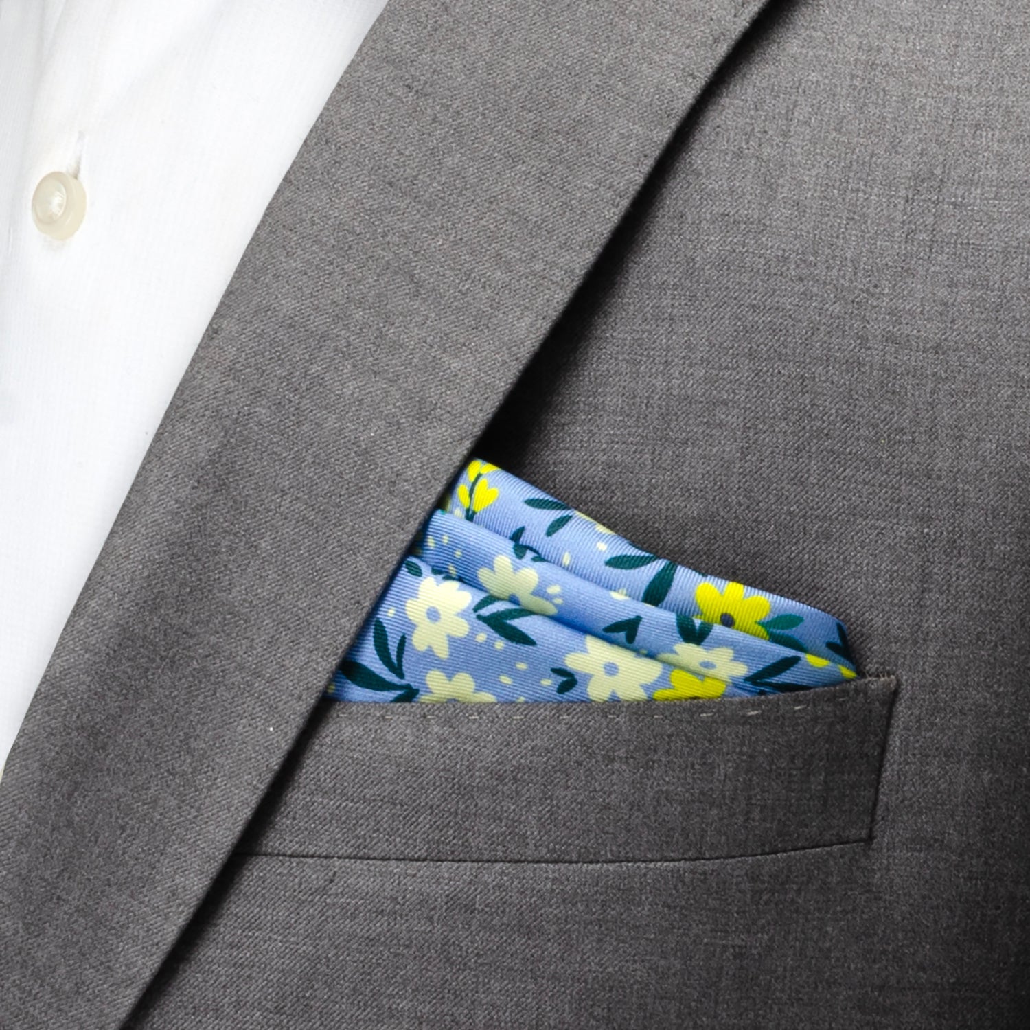  Cufflinks Floral Blue Pocket Square - Default Title - Bonton