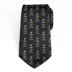 Golf Course Black Silk Men's Tie