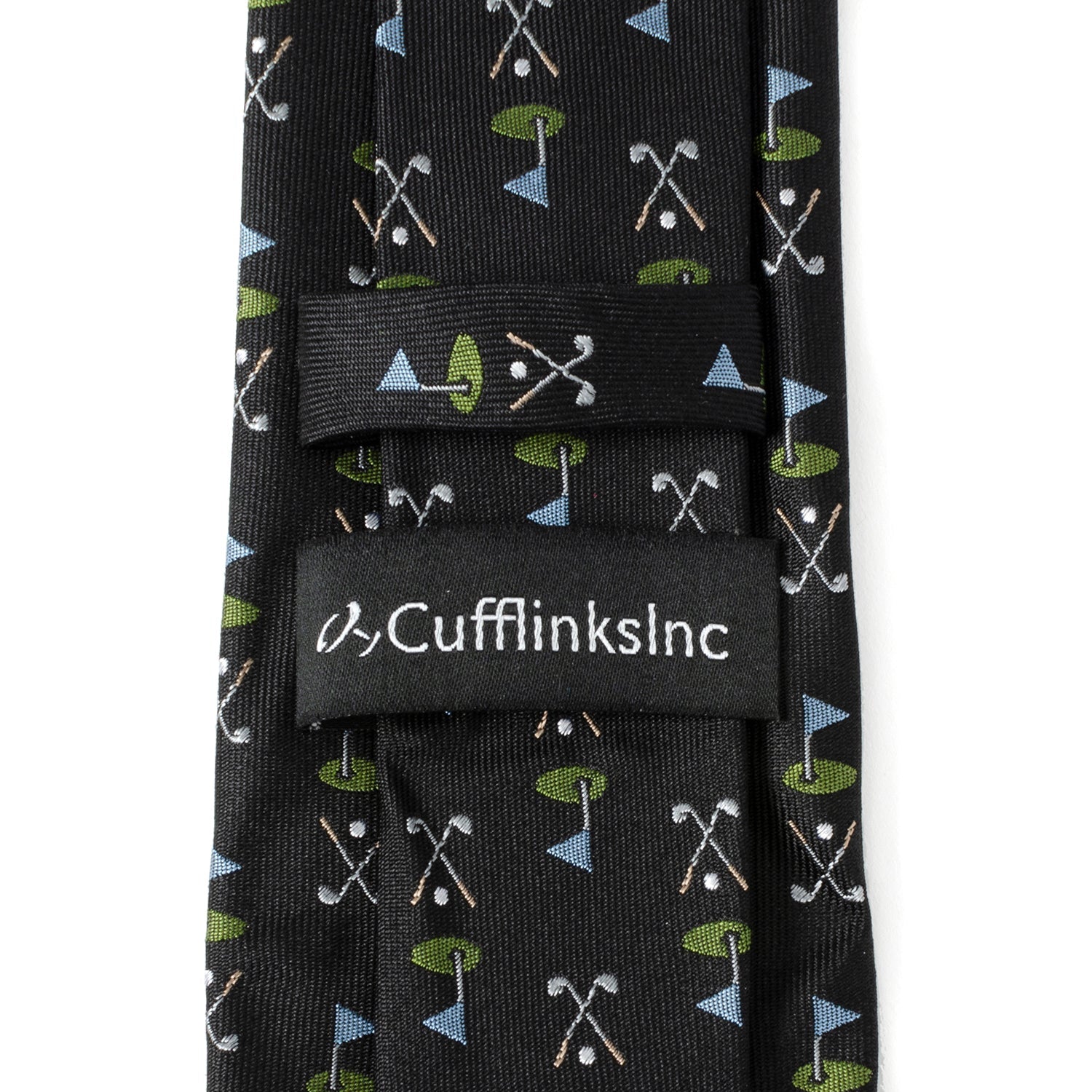  Cufflinks Golf Course Black Silk Men's Tie - Default Title - Bonton