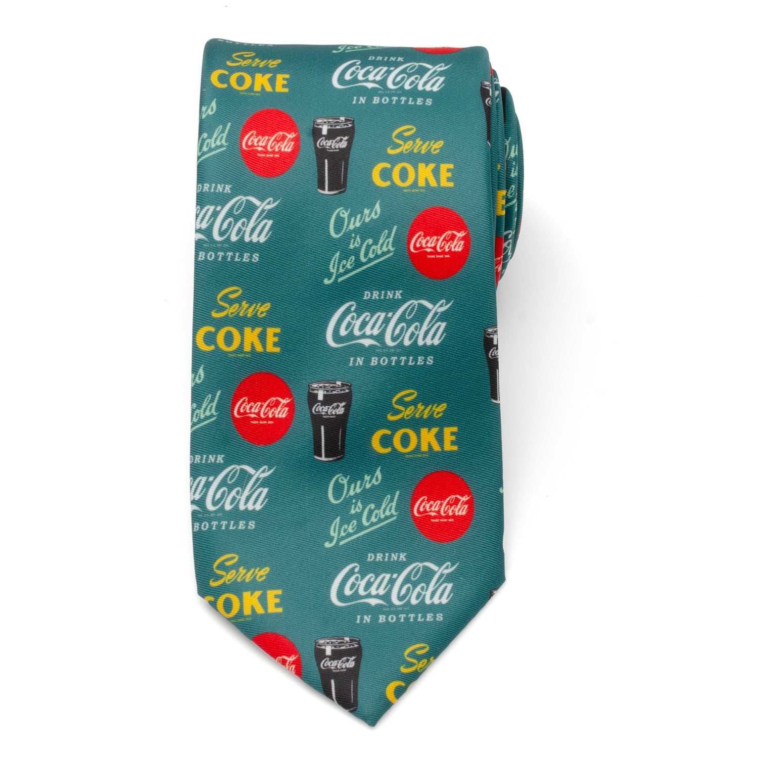  Cufflinks Coca-Cola Green Men's Tie - Default Title - Bonton