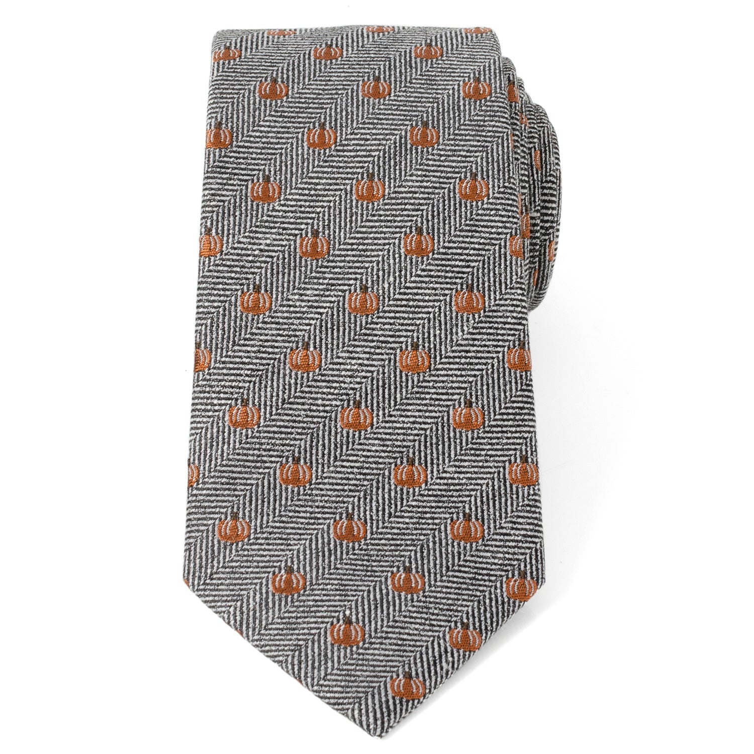  Cufflinks Holiday Pumpkin Herringbone Tie - Default Title - Bonton