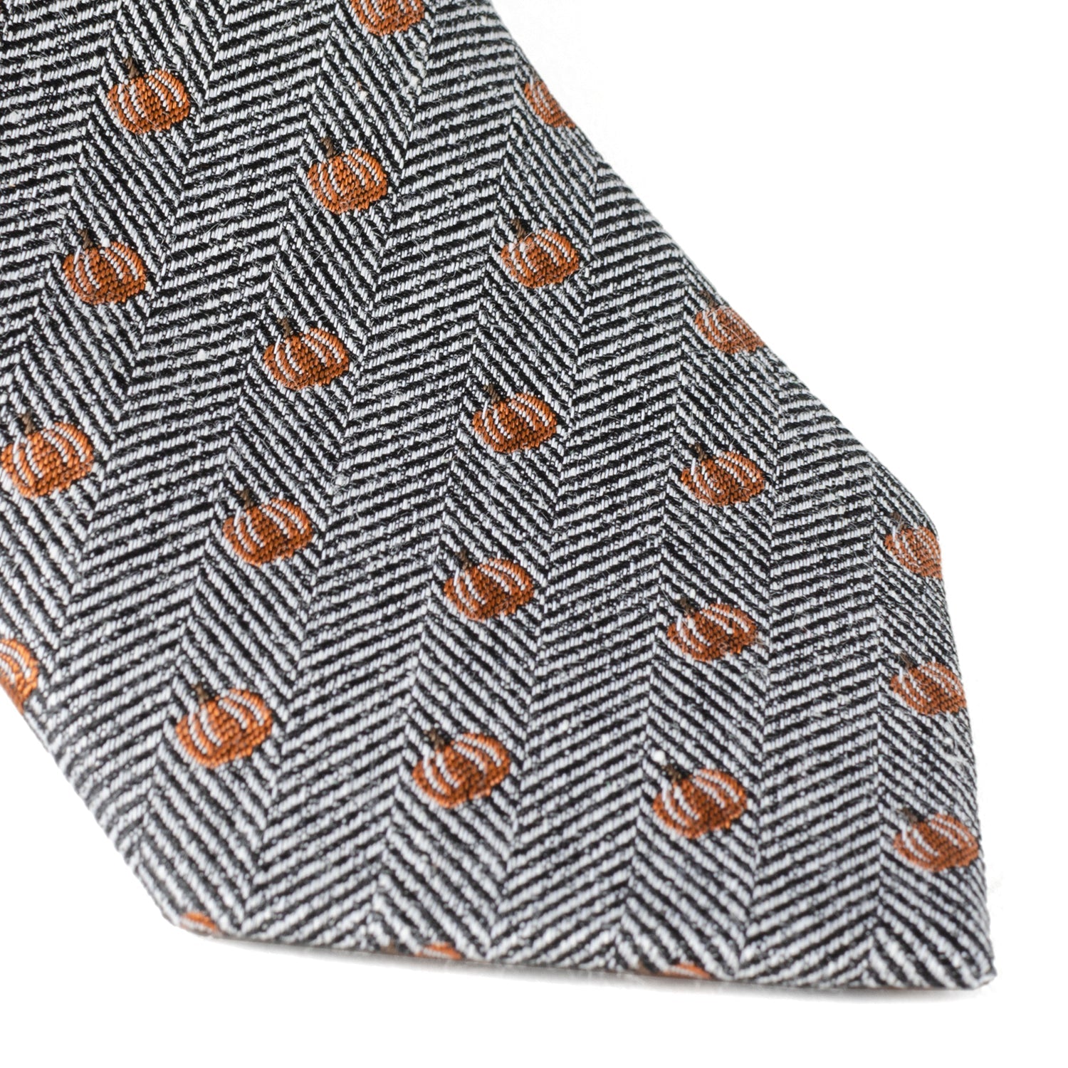  Cufflinks Holiday Pumpkin Herringbone Tie - Default Title - Bonton