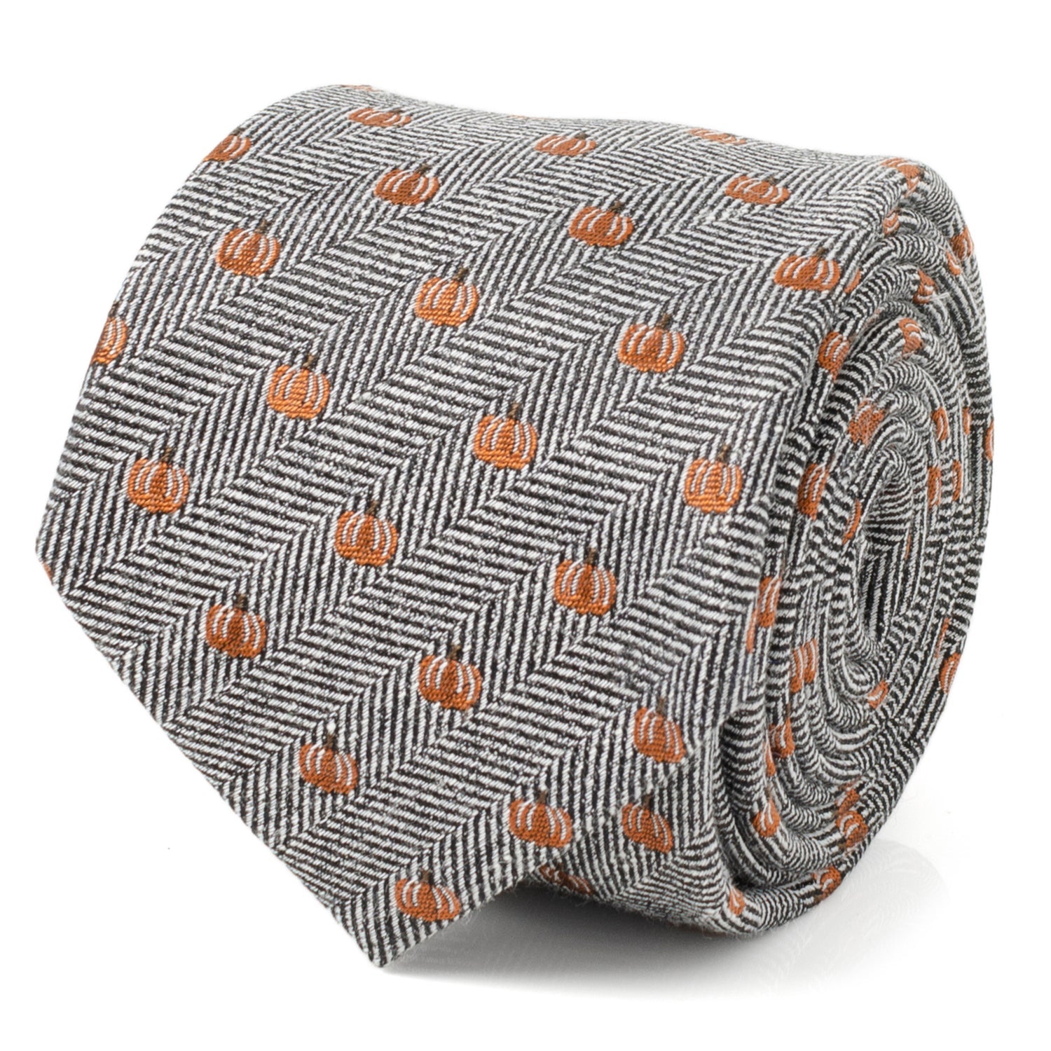  Cufflinks Holiday Pumpkin Herringbone Tie - Default Title - Bonton