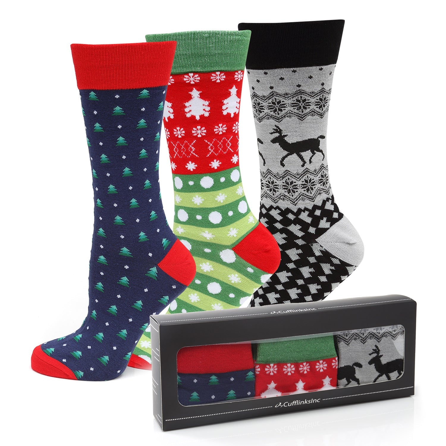  Cufflinks Holiday Sock 3 Pack Gift Set - Default Title - Bonton