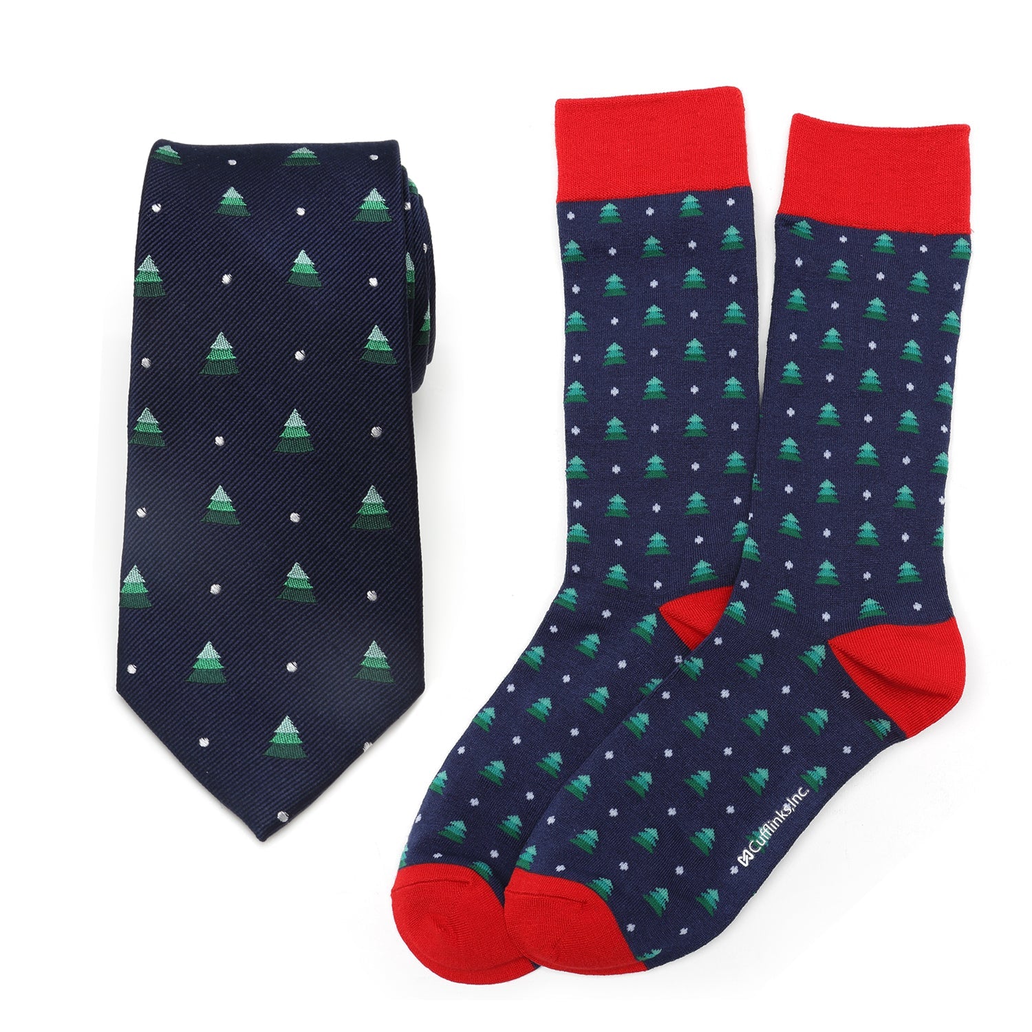  Cufflinks Holiday Tree Tie and Sock Gift Set - Default Title - Bonton