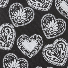 Black and White Paisley Heart Men's Tie