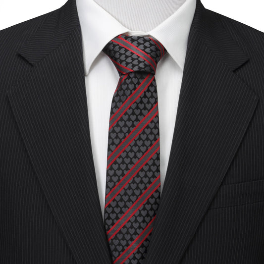 Black Heart Striped Men's Tie