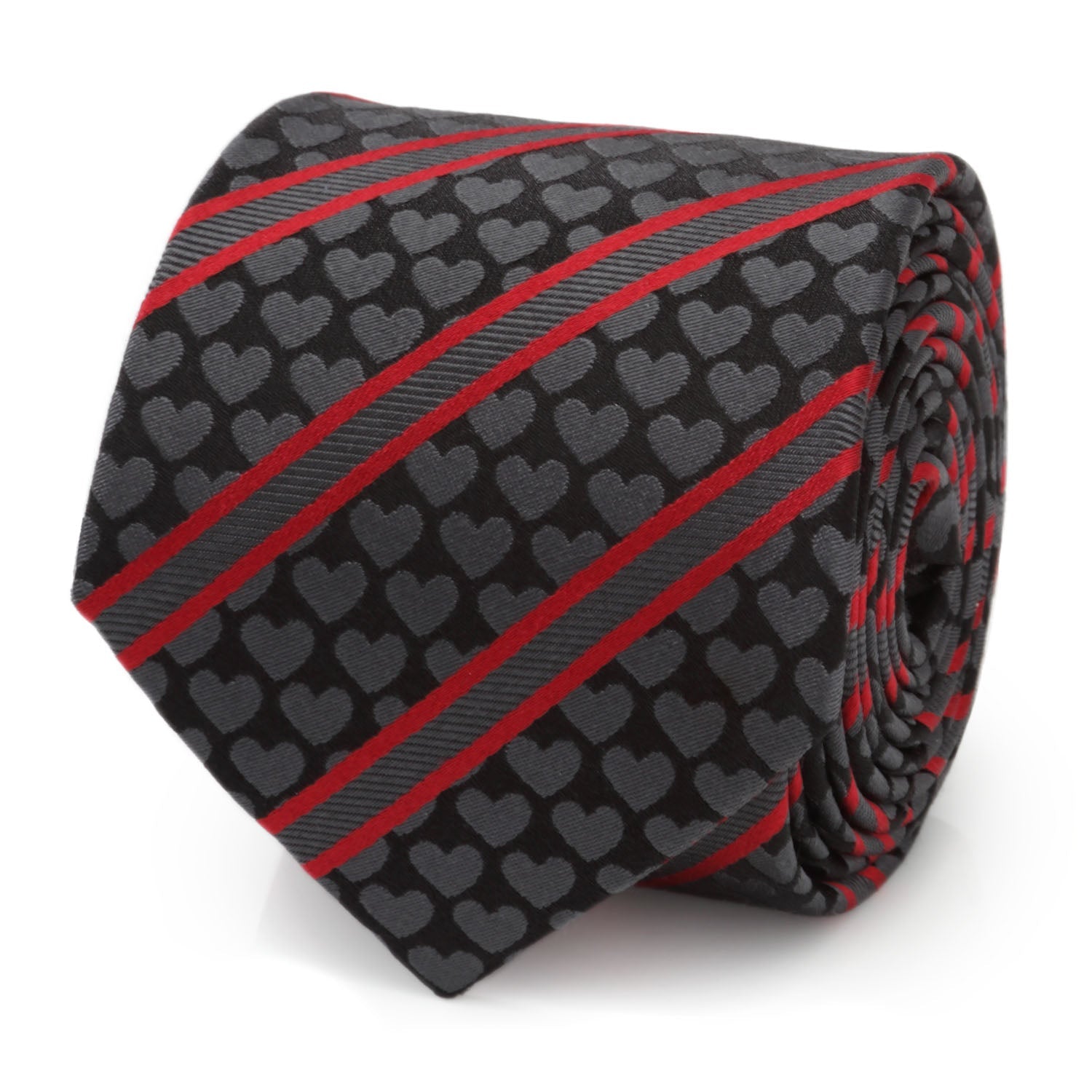  Cufflinks Black Heart Striped Men's Tie - Default Title - Bonton