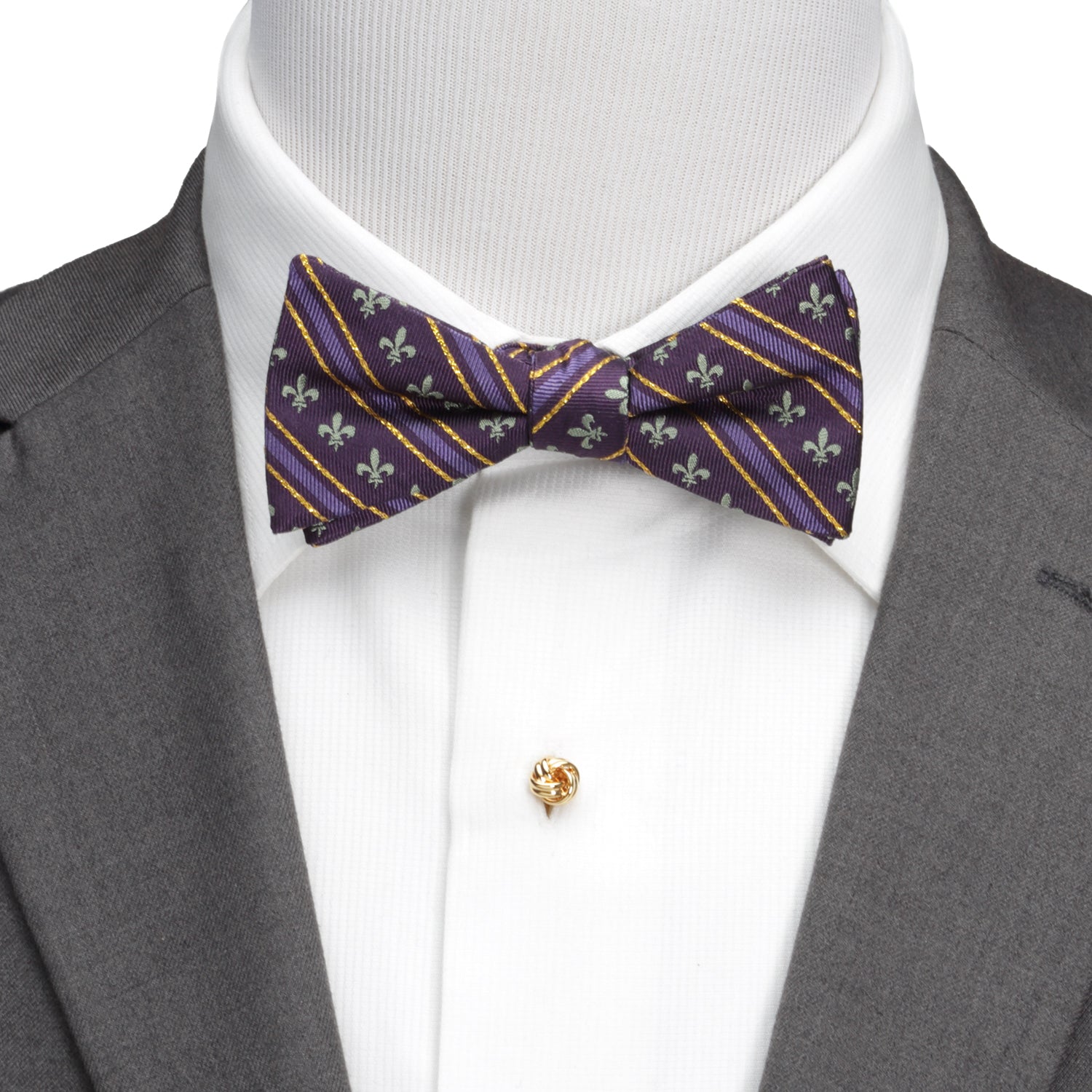  Cufflinks Mardi Gras Stripe Bow Tie - Default Title - Bonton