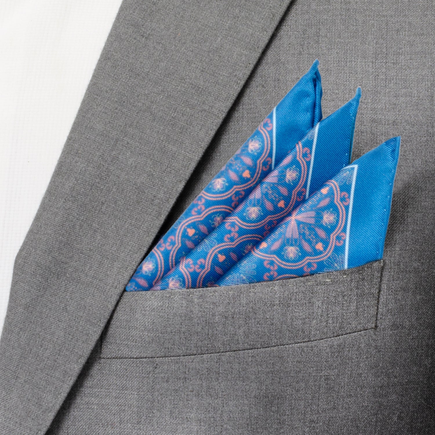  Cufflinks Aboriginal Ornament Patterned Blue Pocket Square - Default Title - Bonton