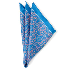 Aboriginal Ornament Patterned Blue Pocket Square