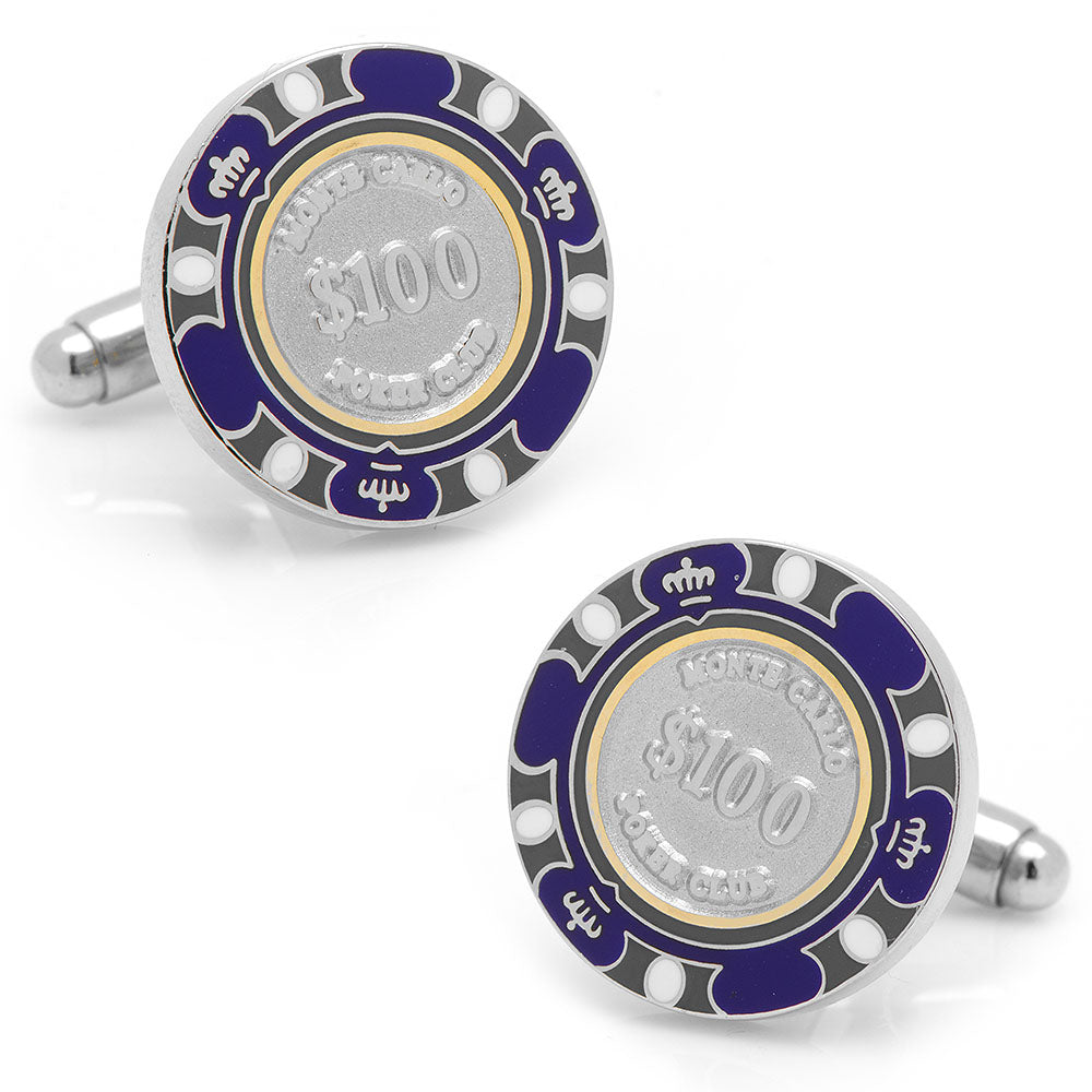  Cufflinks $100 Purple Poker Chip Cufflinks - Default Title - Bonton