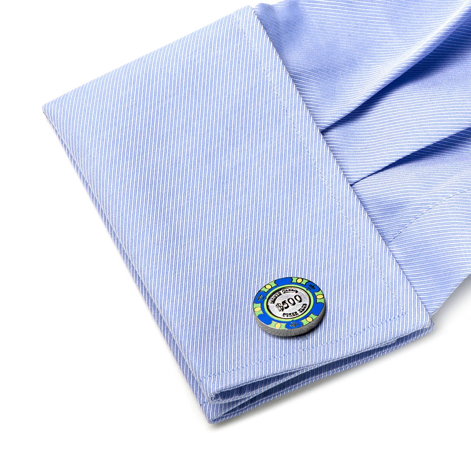  Cufflinks $500 Blue Poker Chip Cufflinks - Default Title - Bonton