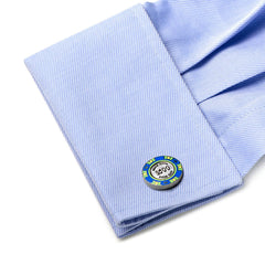 $500 Blue Poker Chip Cufflinks