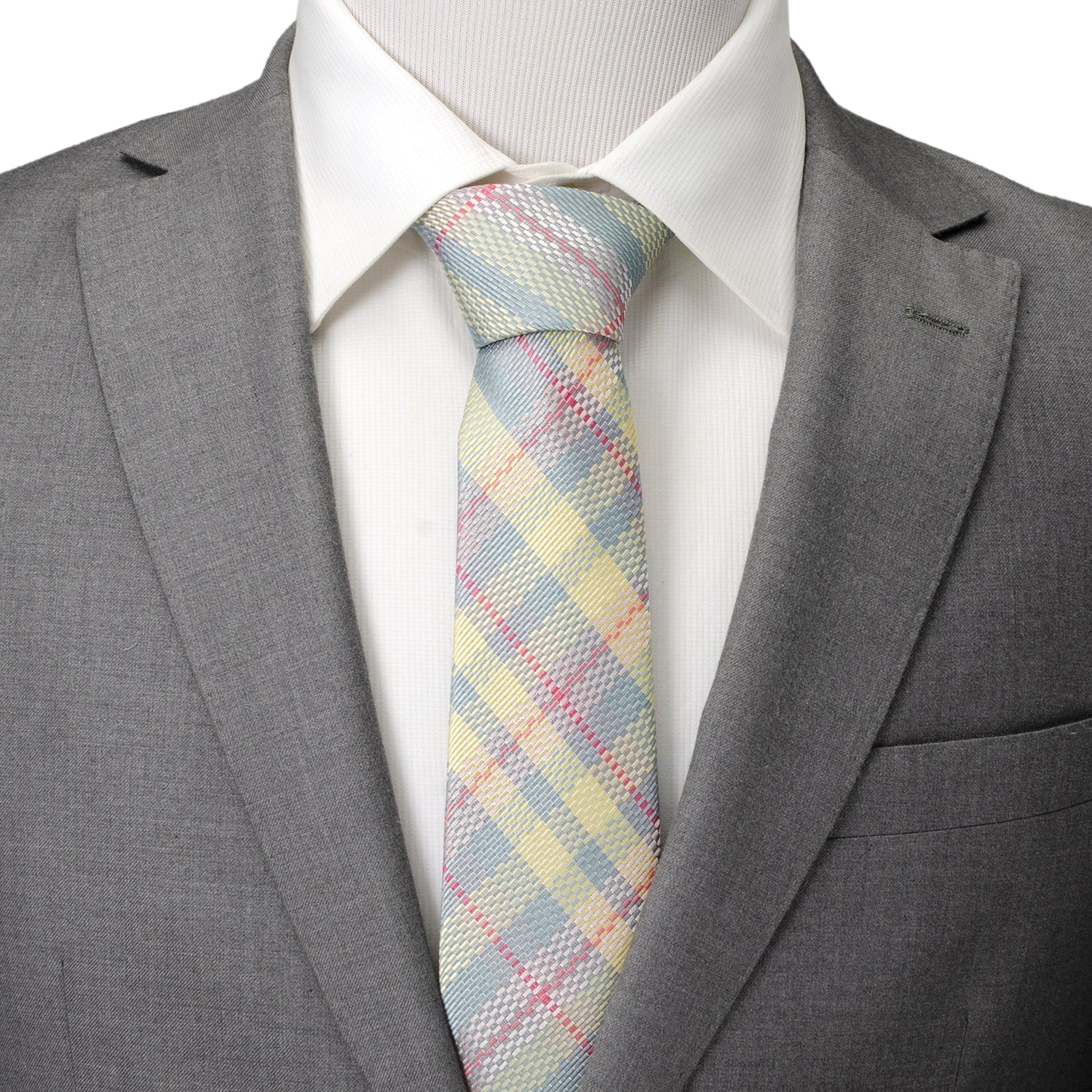  Cufflinks Pastel Plaid Men's Tie - Default Title - Bonton