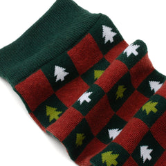 Christmas Tree Red Green Checkered Men's Socks