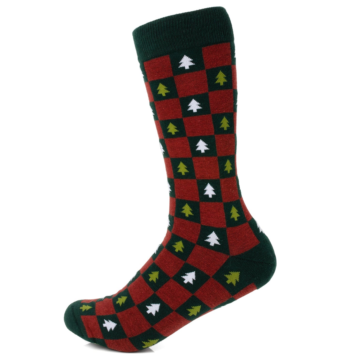  Cufflinks Christmas Tree Red Green Checkered Men's Socks - Default Title - Bonton