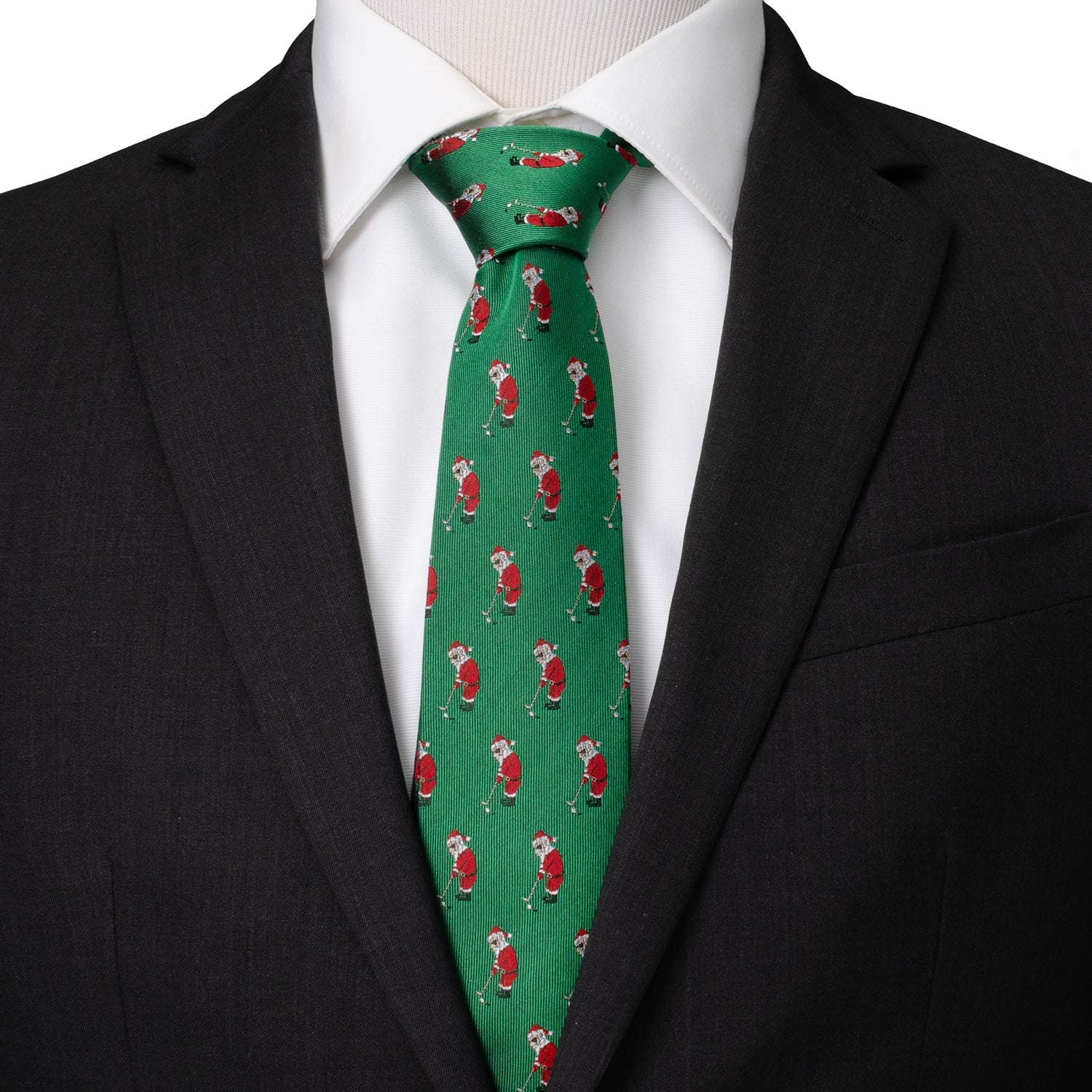  Cufflinks Santa Golf Par-Tee Men's Green Tie - Default Title - Bonton