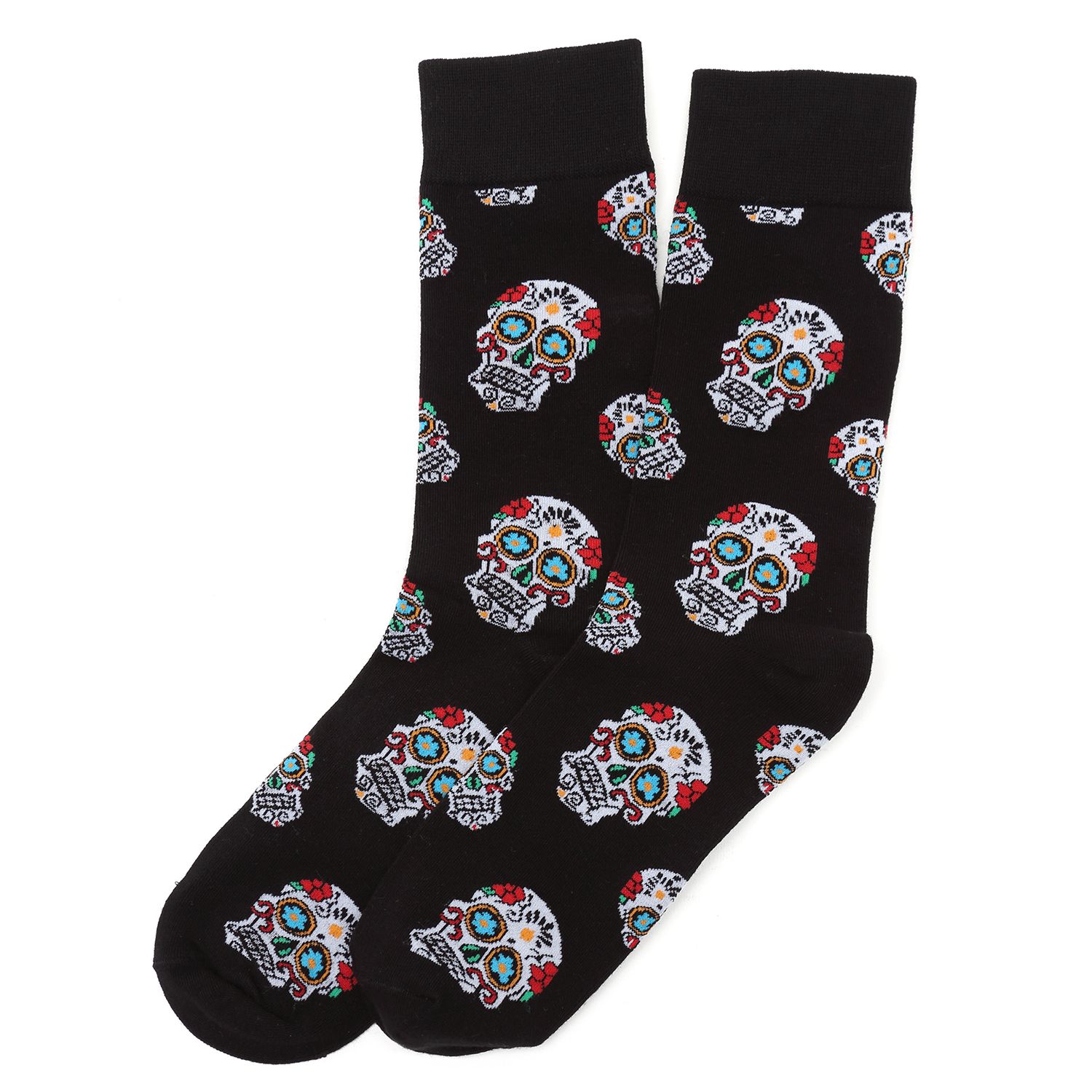  Cufflinks Sugar Skull Black Socks - Default Title - Bonton