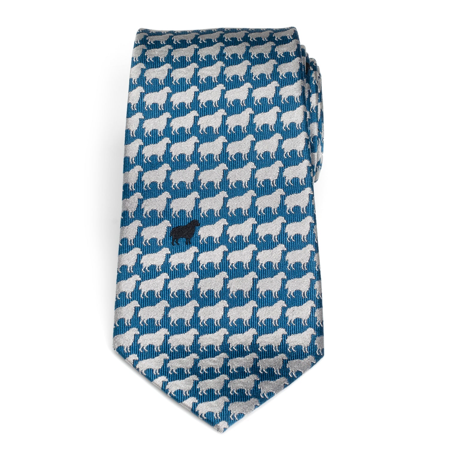  Cufflinks Black Sheep Blue Silk Men's Tie - Default Title - Bonton