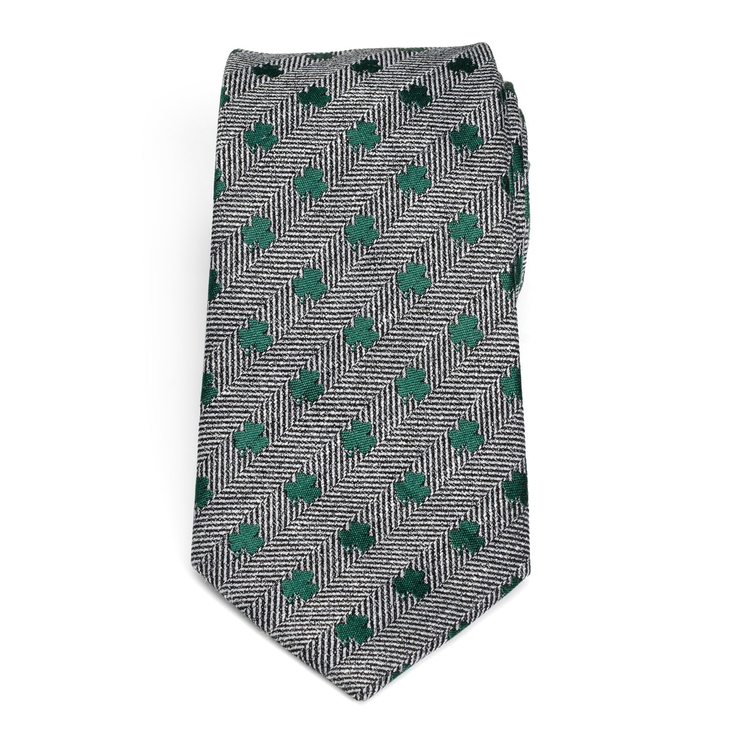  Cufflinks Herringbone Shamrock Men's Tie - Default Title - Bonton