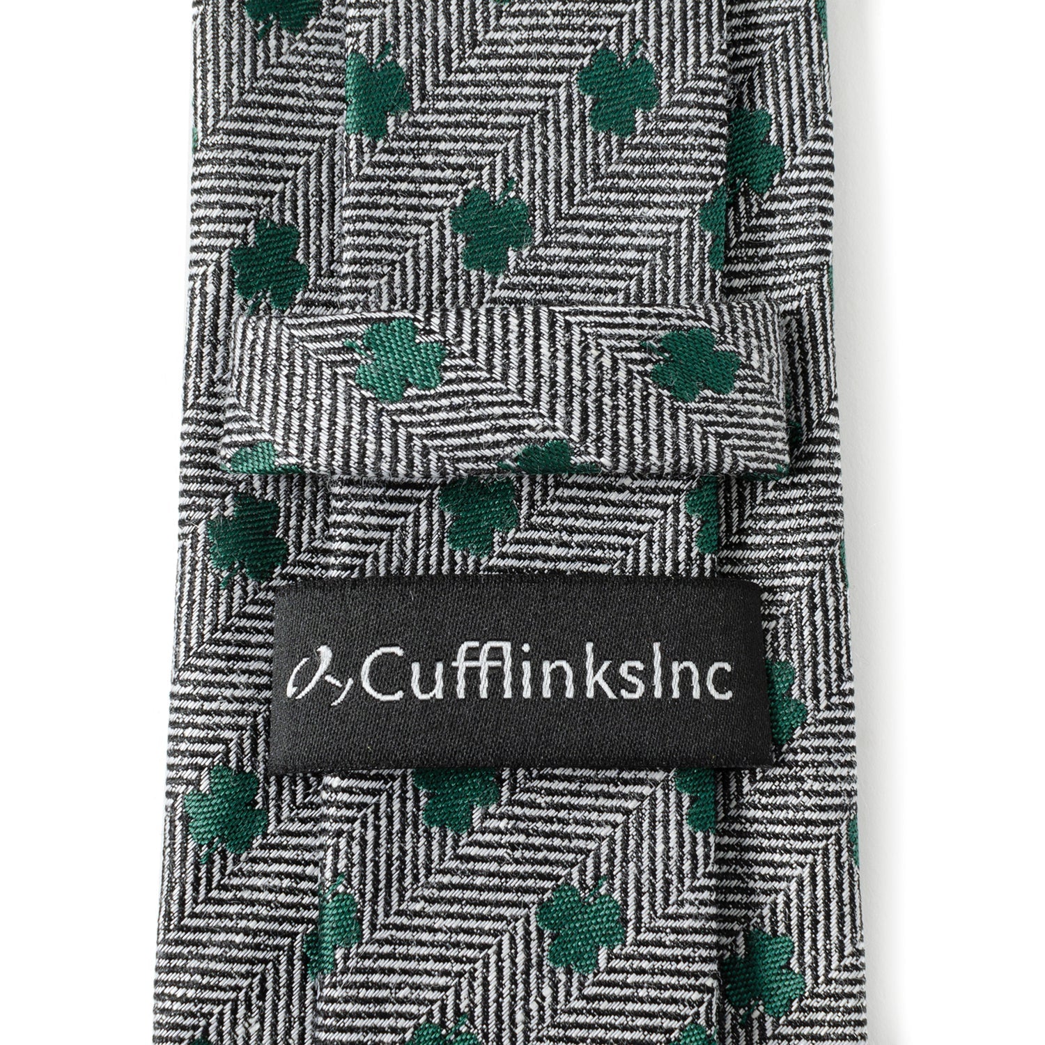  Cufflinks Herringbone Shamrock Men's Tie - Default Title - Bonton