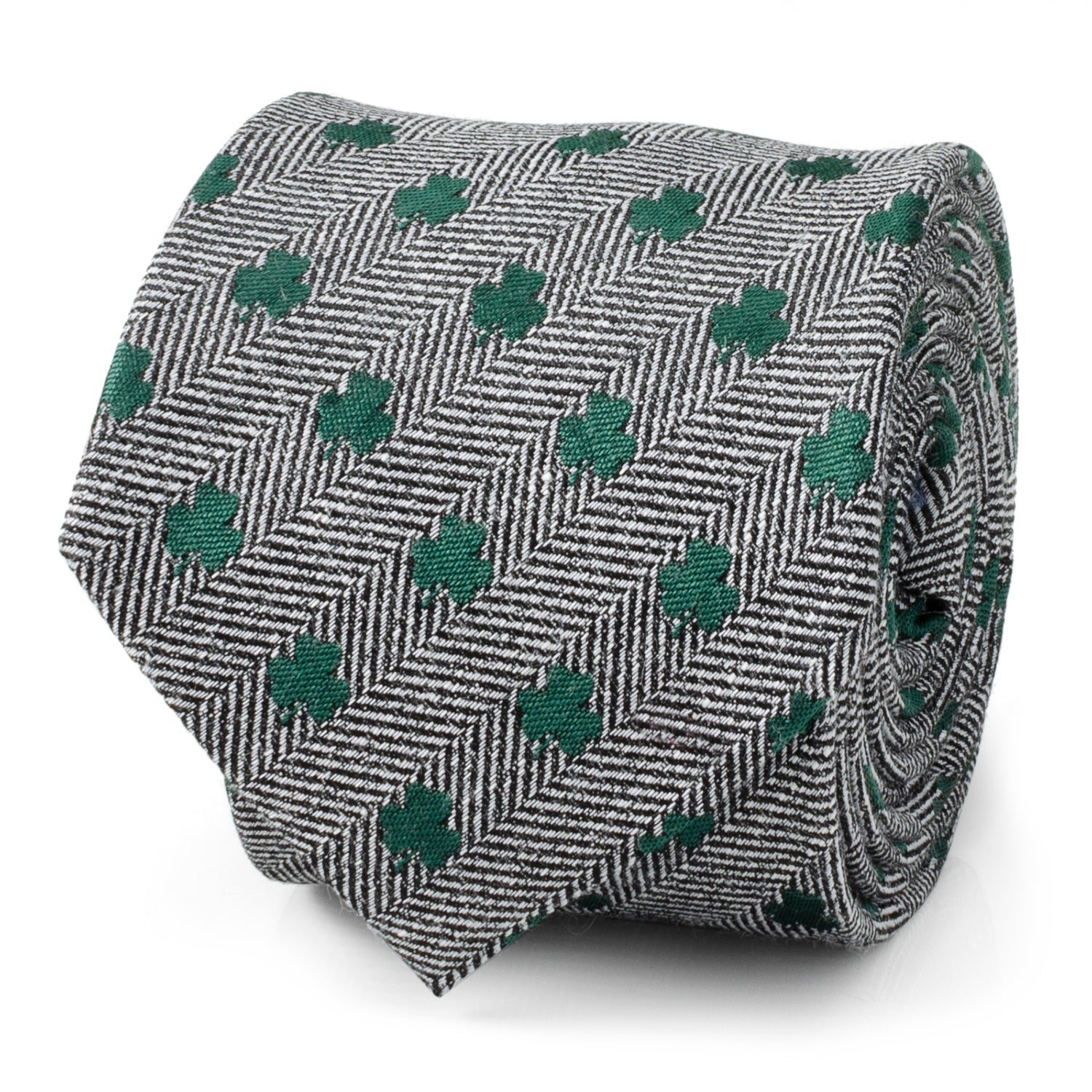  Cufflinks Herringbone Shamrock Men's Tie - Default Title - Bonton