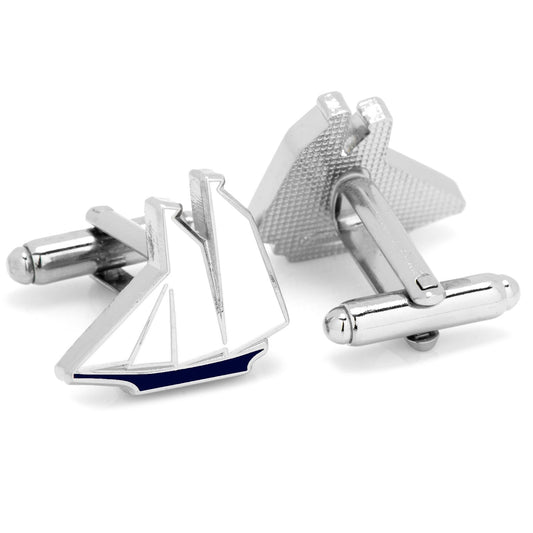 Blue and White Sailboat Cufflinks