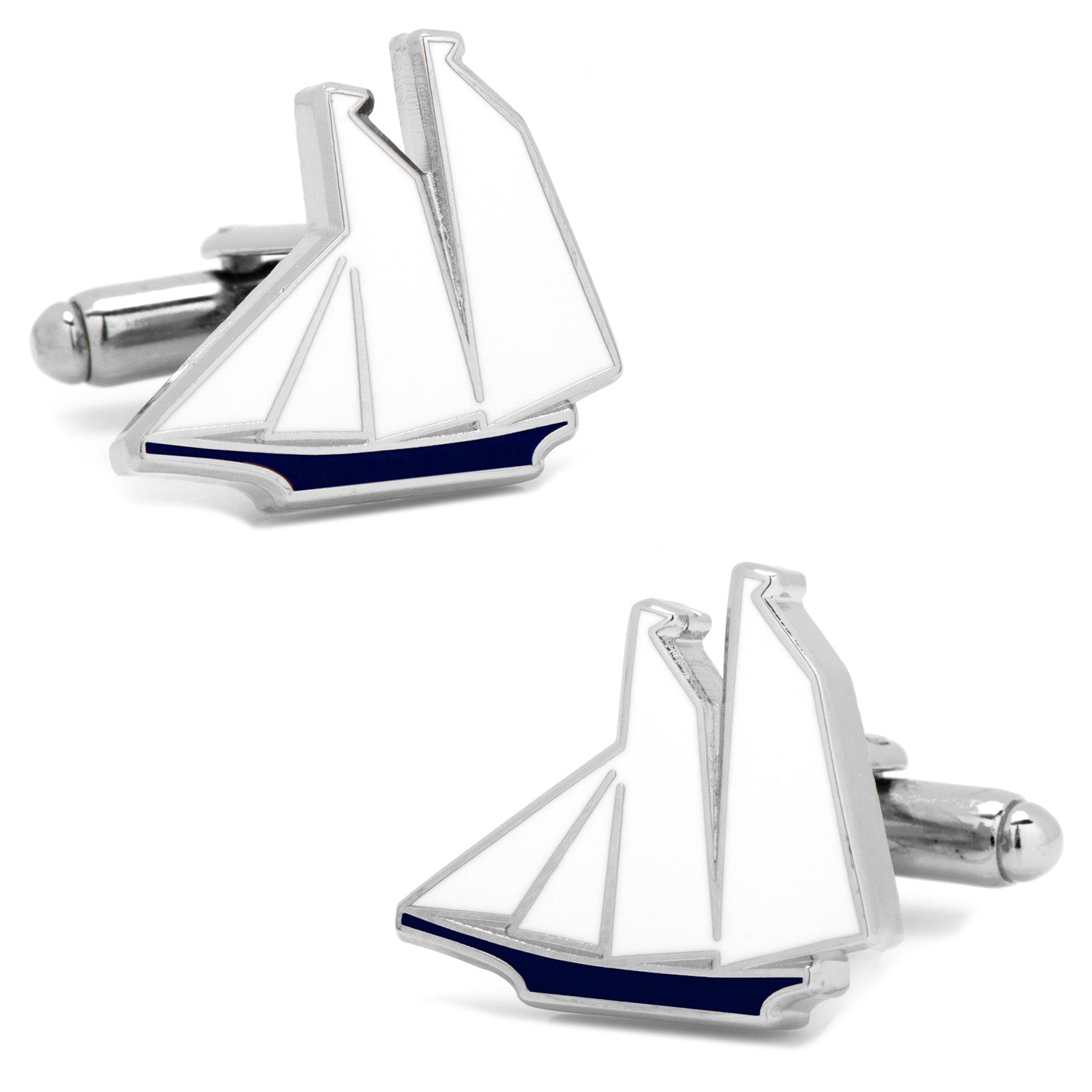  Cufflinks Blue and White Sailboat Cufflinks - Default Title - Bonton