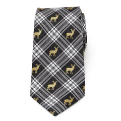 Black Plaid Stag Men's Tie