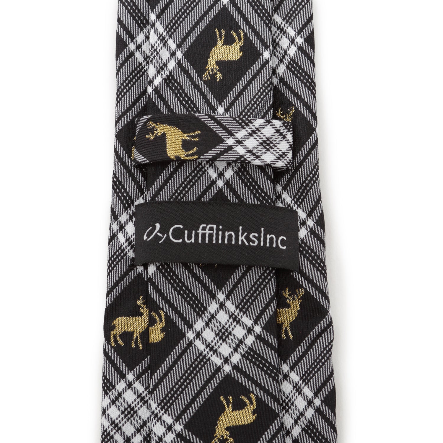  Cufflinks Black Plaid Stag Men's Tie - Default Title - Bonton