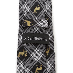 Black Plaid Stag Men's Tie