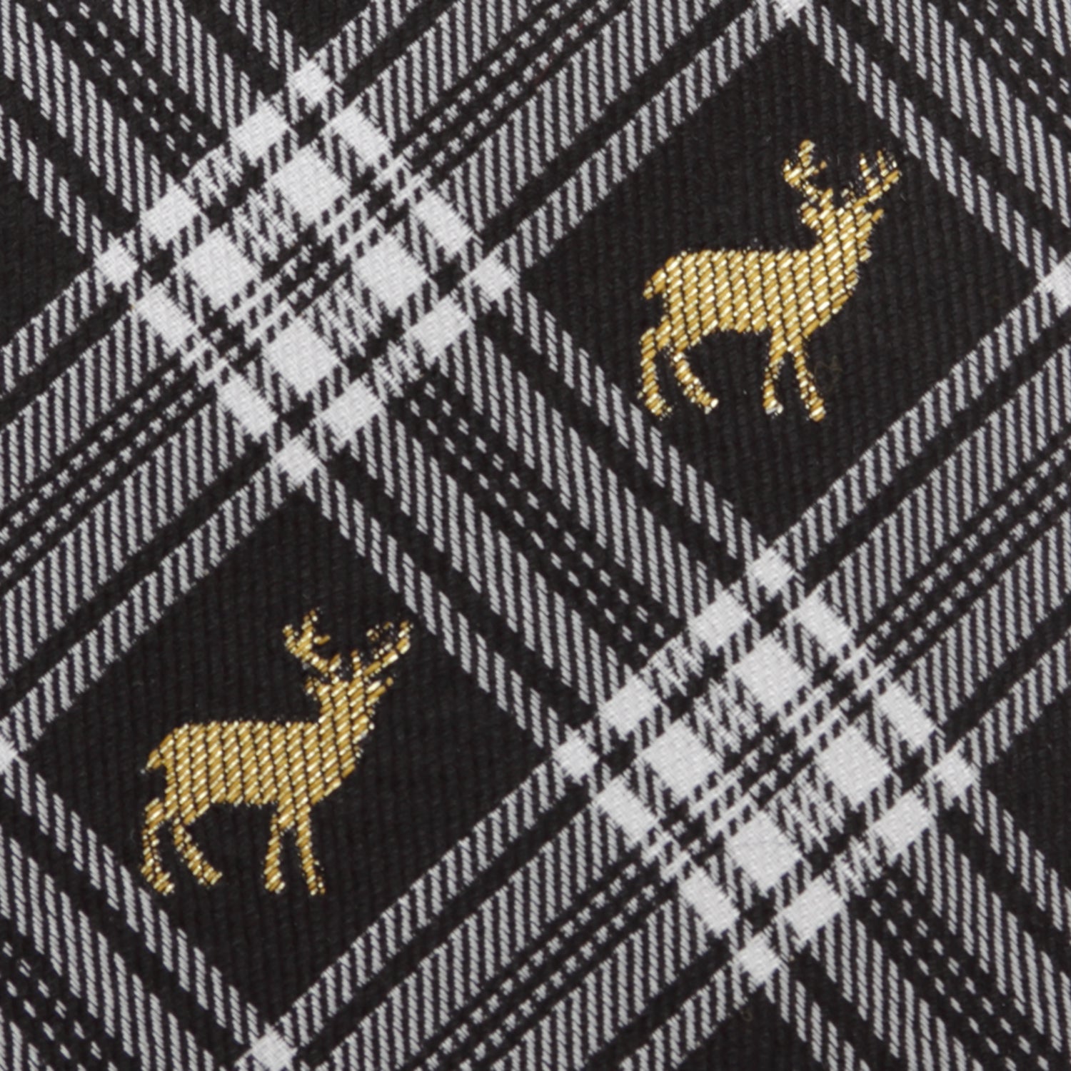  Cufflinks Black Plaid Stag Men's Tie - Default Title - Bonton