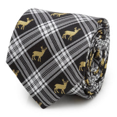 Black Plaid Stag Men's Tie