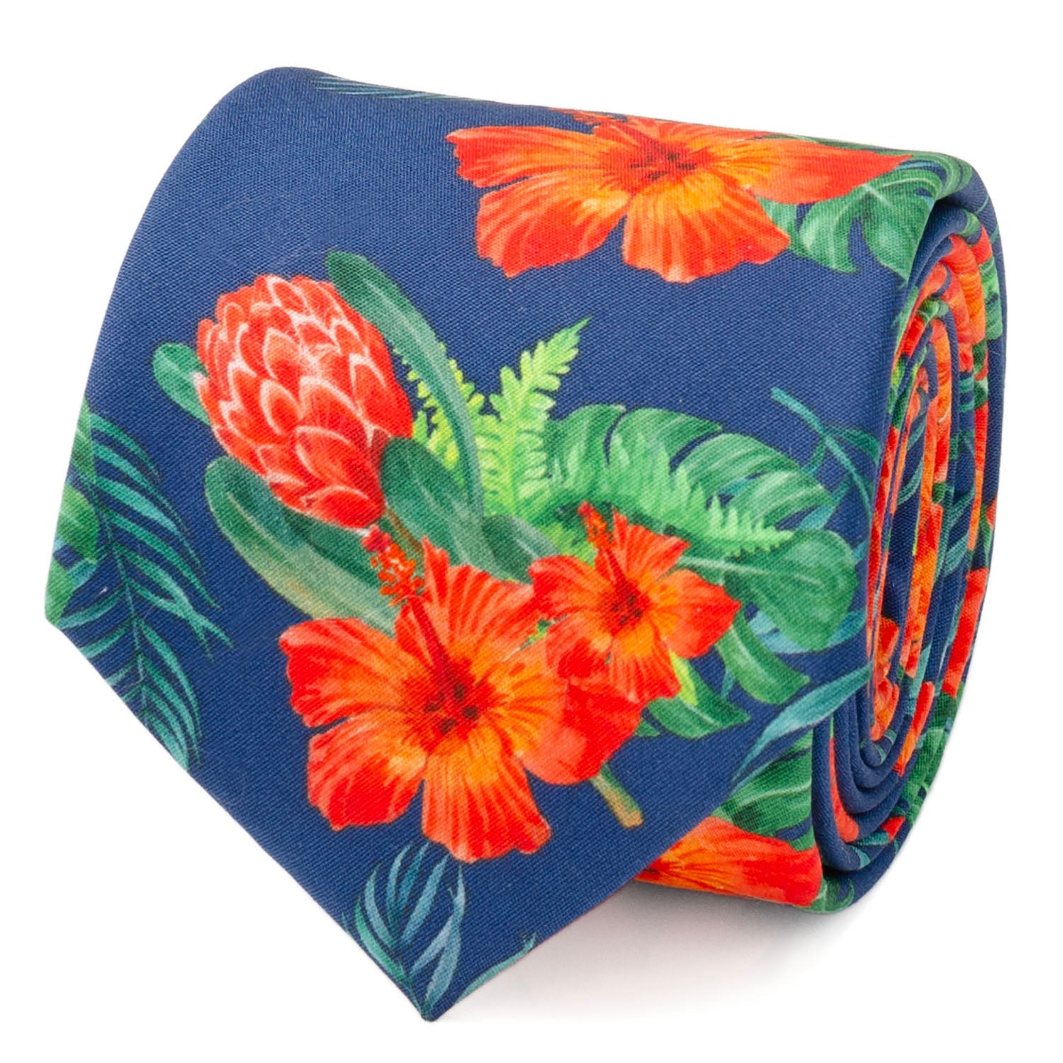  Cufflinks Tropical Hibiscus Men's Navy Tie - Default Title - Bonton