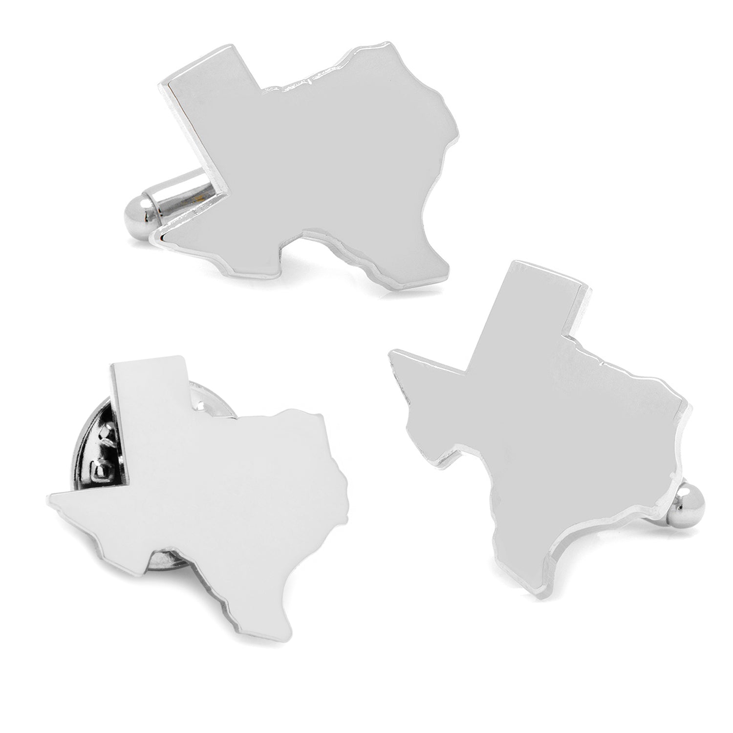  Cufflinks Silver Texas Cufflinks and Lapel Pin Gift Set - Default Title - Bonton