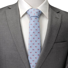 Light Blue American Flag Men's Tie