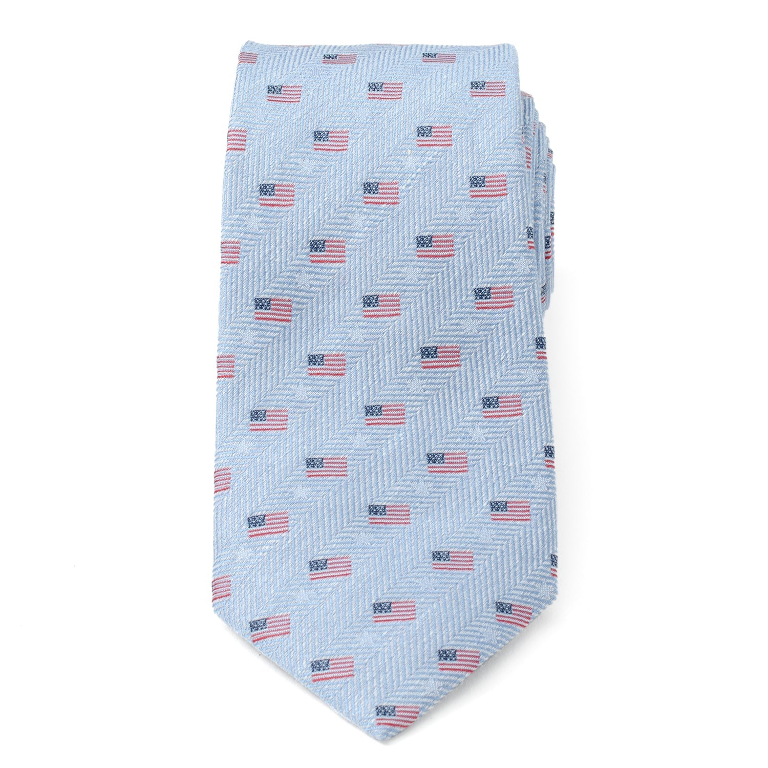  Cufflinks Light Blue American Flag Men's Tie - Default Title - Bonton