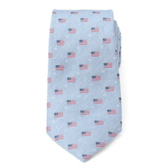 Light Blue American Flag Men's Tie