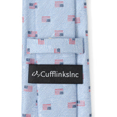 Light Blue American Flag Men's Tie