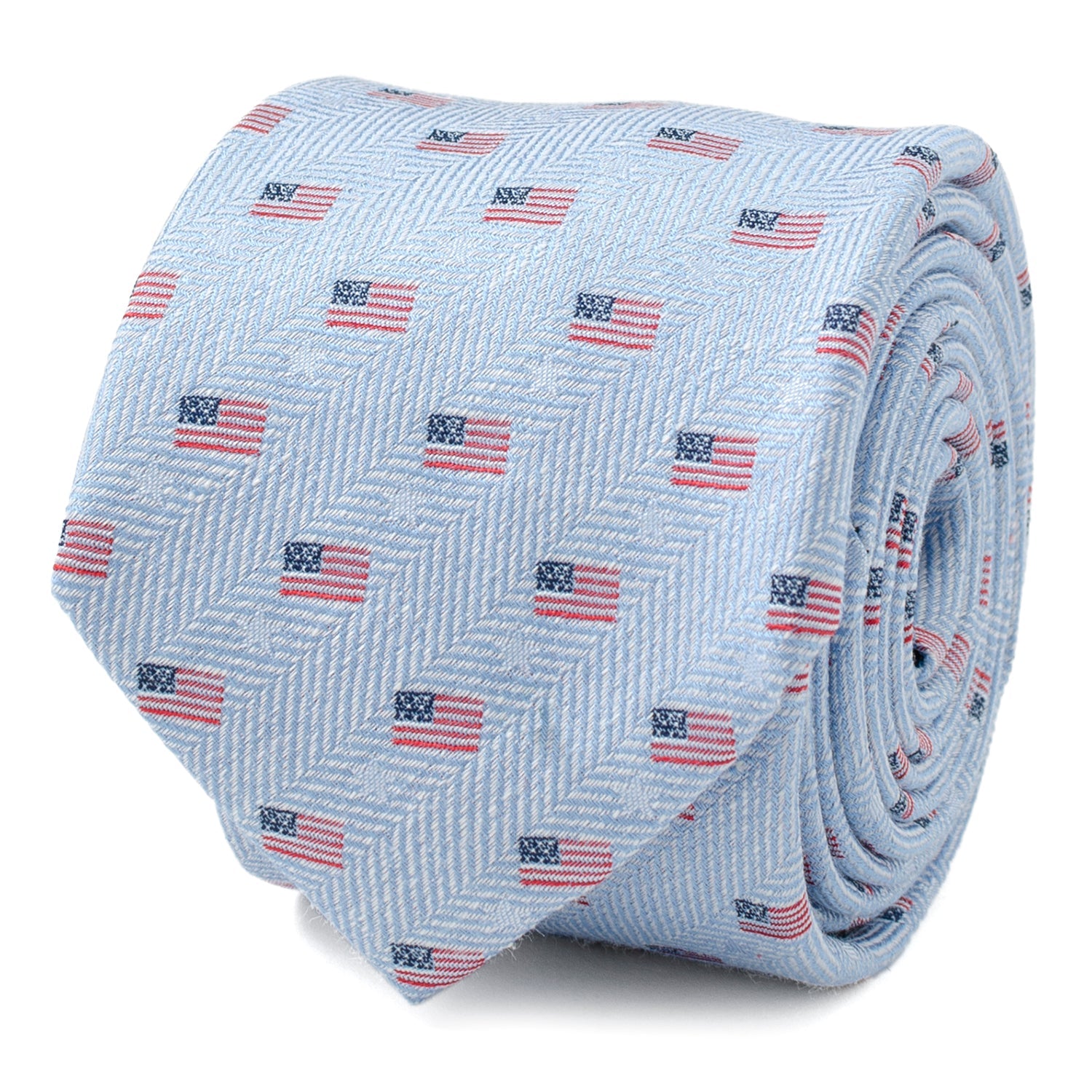  Cufflinks Light Blue American Flag Men's Tie - Default Title - Bonton