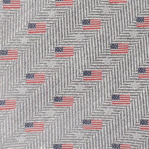 Light Gray American Flag Men's Tie
