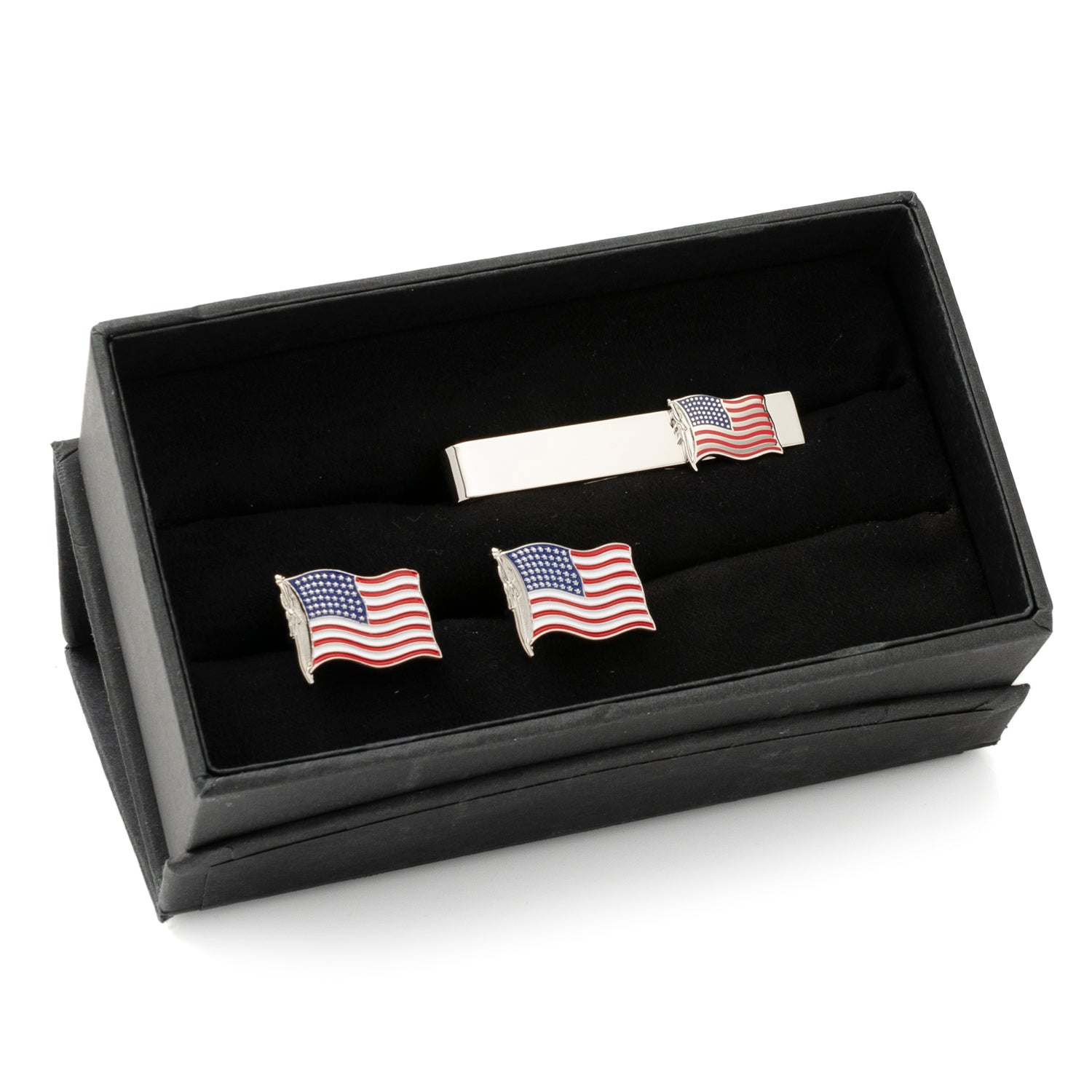  Cufflinks American Waving Flag Cufflinks and Tie Bar Gift Set - Default Title - Bonton