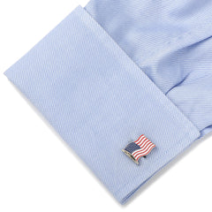 American Waving Flag Cufflinks and Tie Bar Gift Set