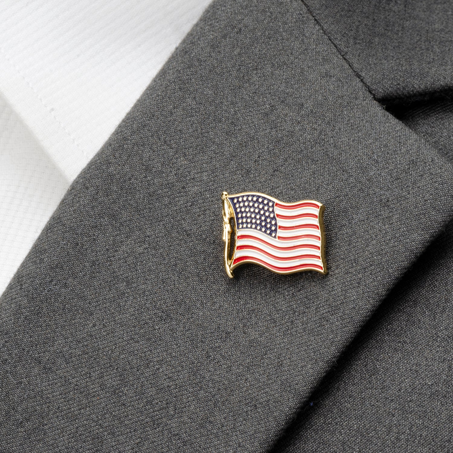  Cufflinks Waving American Flag Lapel Pin - Default Title - Bonton