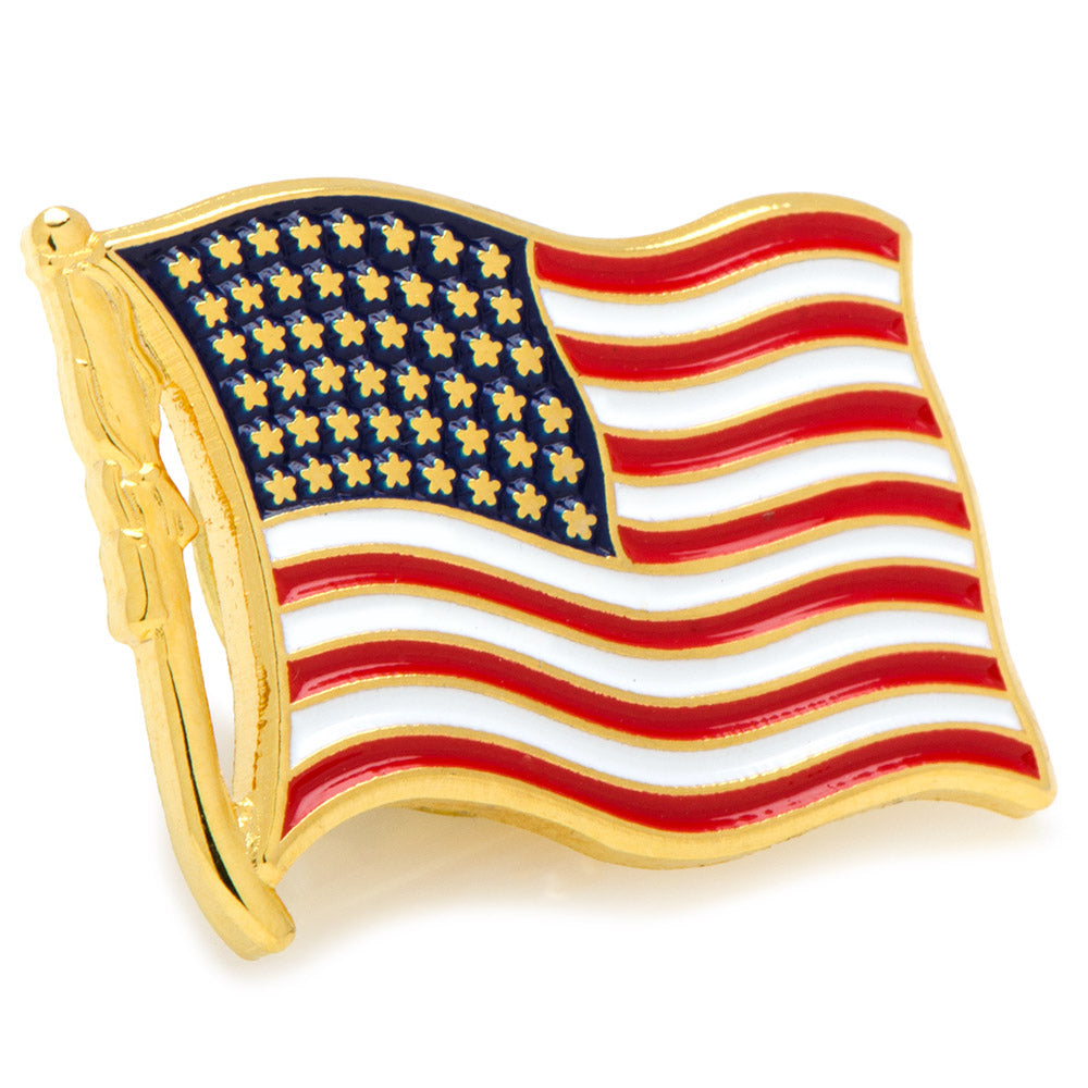  Cufflinks Waving American Flag Lapel Pin - Default Title - Bonton