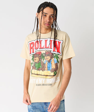Cheech & Chong Rollin Homies Short Sleeve Tee - Khaki