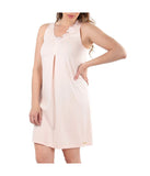 Women's Floral Lace Cotton Blend Sleeveless Chemise Robe Creole Pink
