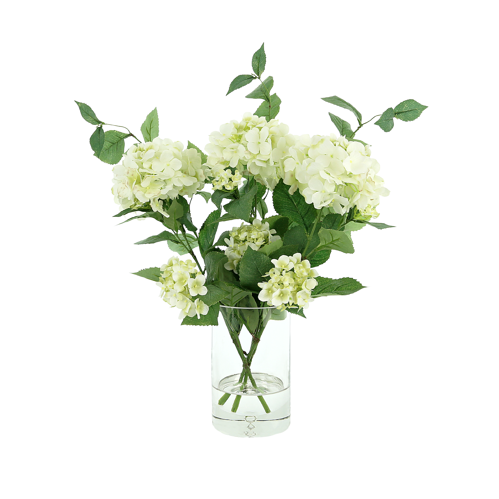  Creative Displays Hydrangea Floral Arrangement in a Clear Glass Vase - Green - Bonton